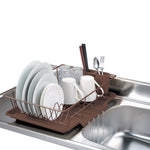 Load image into Gallery viewer, Home Basics 3 Piece Vinyl Dish Drainer with Self-Draining Drip Tray, Brown $10.00 EACH, CASE PACK OF 6
