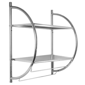 Home Basics 2 Tier Wall Mounting Chrome Plated Steel Bathroom Shelf with Towel Bar $20.00 EACH, CASE PACK OF 6
