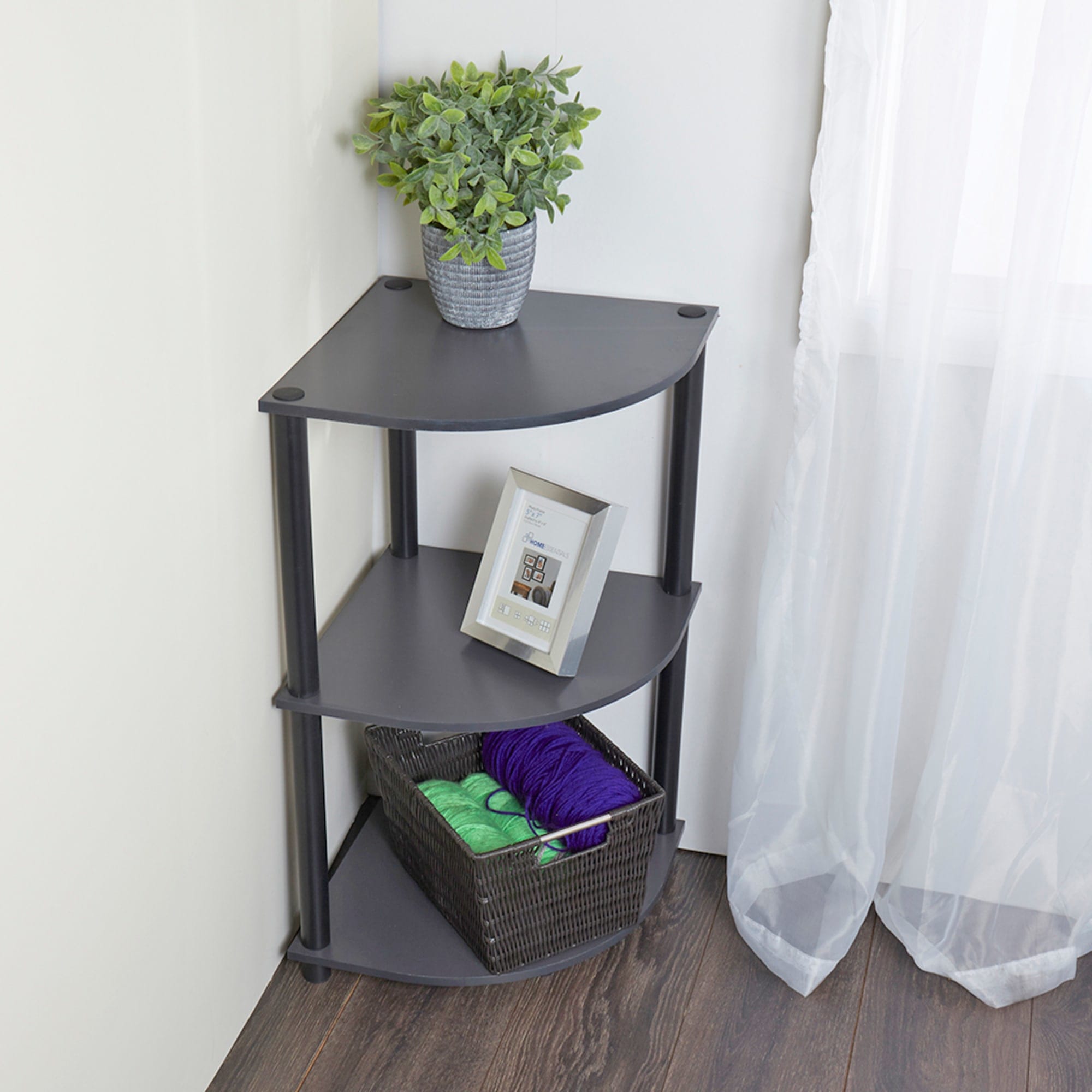 Home Basics 3 Tier Corner Shelf, Grey $25.00 EACH, CASE PACK OF 1