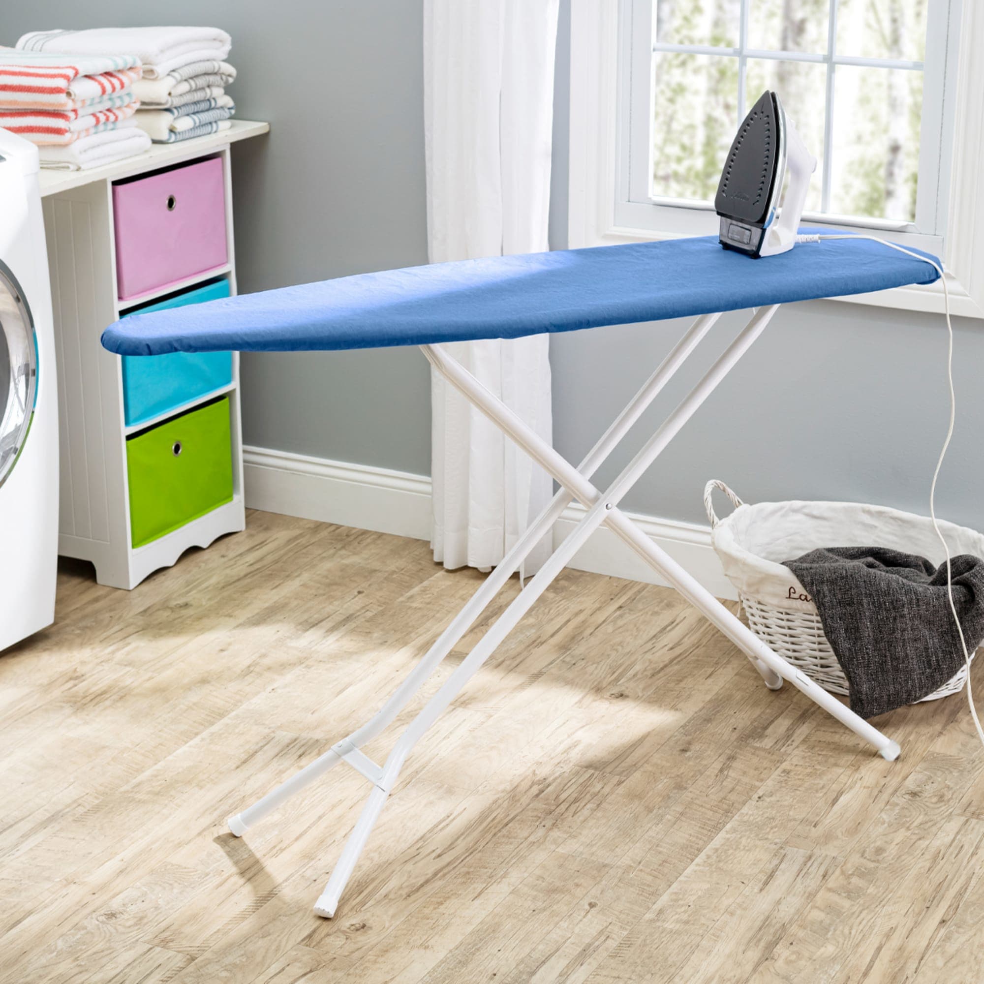 Seymour Home Products Adjustable Height, 4-Leg Ironing Board with Perforated Top, Dark Blue $30 EACH, CASE PACK OF 1