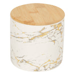 Load image into Gallery viewer, Home Basics Marble Like Small Ceramic Canister with Bamboo Top, White $5.00 EACH, CASE PACK OF 12