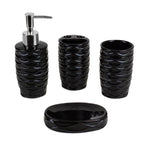 Load image into Gallery viewer, Home Basics Curves 4 Piece Ceramic Bath Accessory Set, Black $10.00 EACH, CASE PACK OF 12
