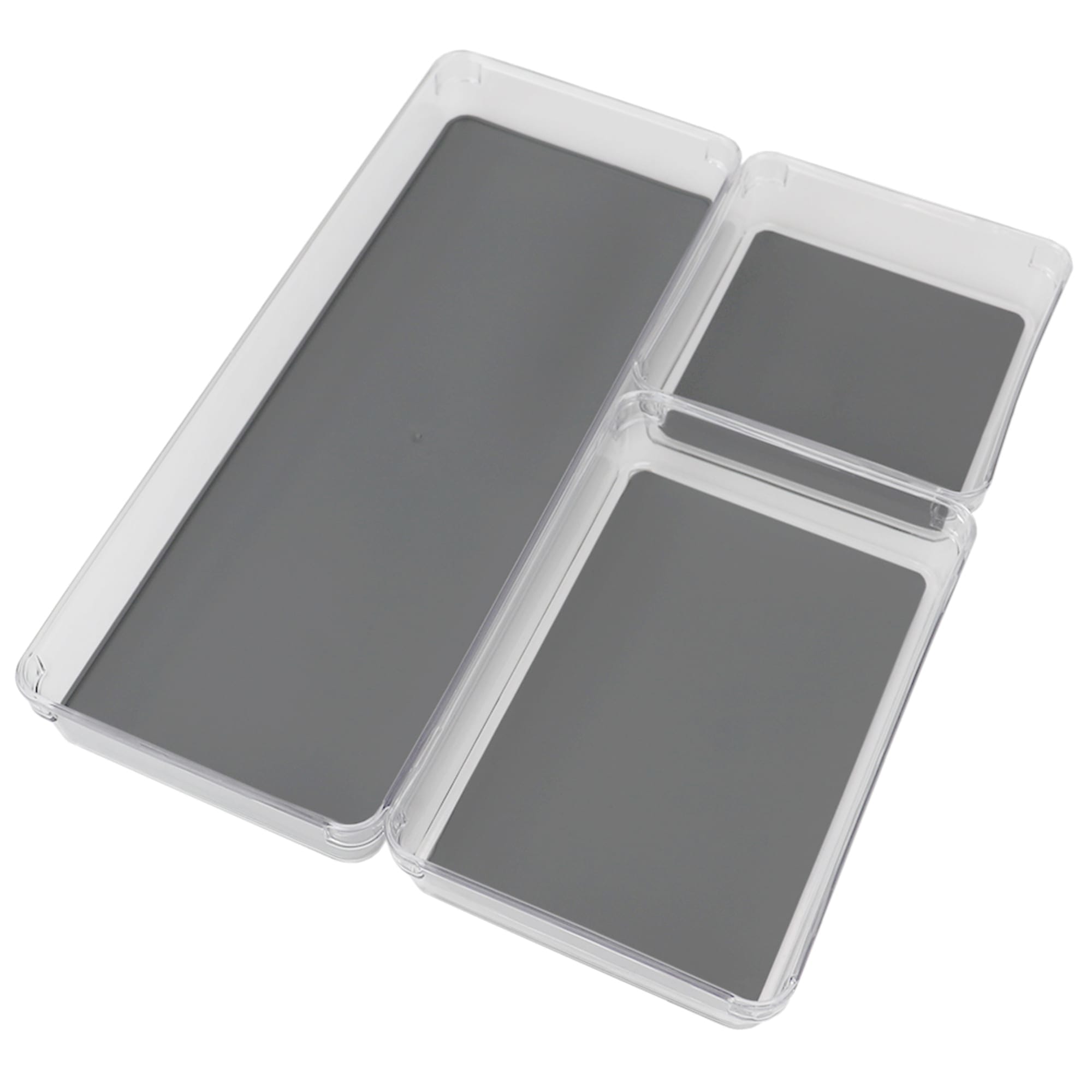 Home Basics 3 Compartment Rubber Lined Plastic Drawer Organizer, (Set of 3), Grey $8.00 EACH, CASE PACK OF 6