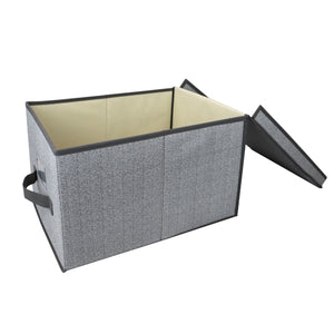 Home Basics Herringbone Large Non-woven Storage Box with Label Window, Grey $6.00 EACH, CASE PACK OF 12