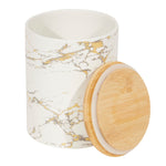 Load image into Gallery viewer, Home Basics Medium Marble Like Medium Ceramic Canister with Bamboo Top, White $6.00 EACH, CASE PACK OF 12