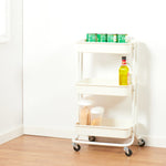 Load image into Gallery viewer, Home Basics 3 Tier Steel Rolling Utility Cart with 2 Locking Wheels, White $25.00 EACH, CASE PACK OF 3
