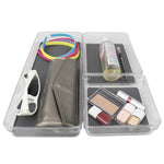 Load image into Gallery viewer, Home Basics 3 Compartment Rubber Lined Plastic Drawer Organizer, (Set of 3), Grey $8.00 EACH, CASE PACK OF 6
