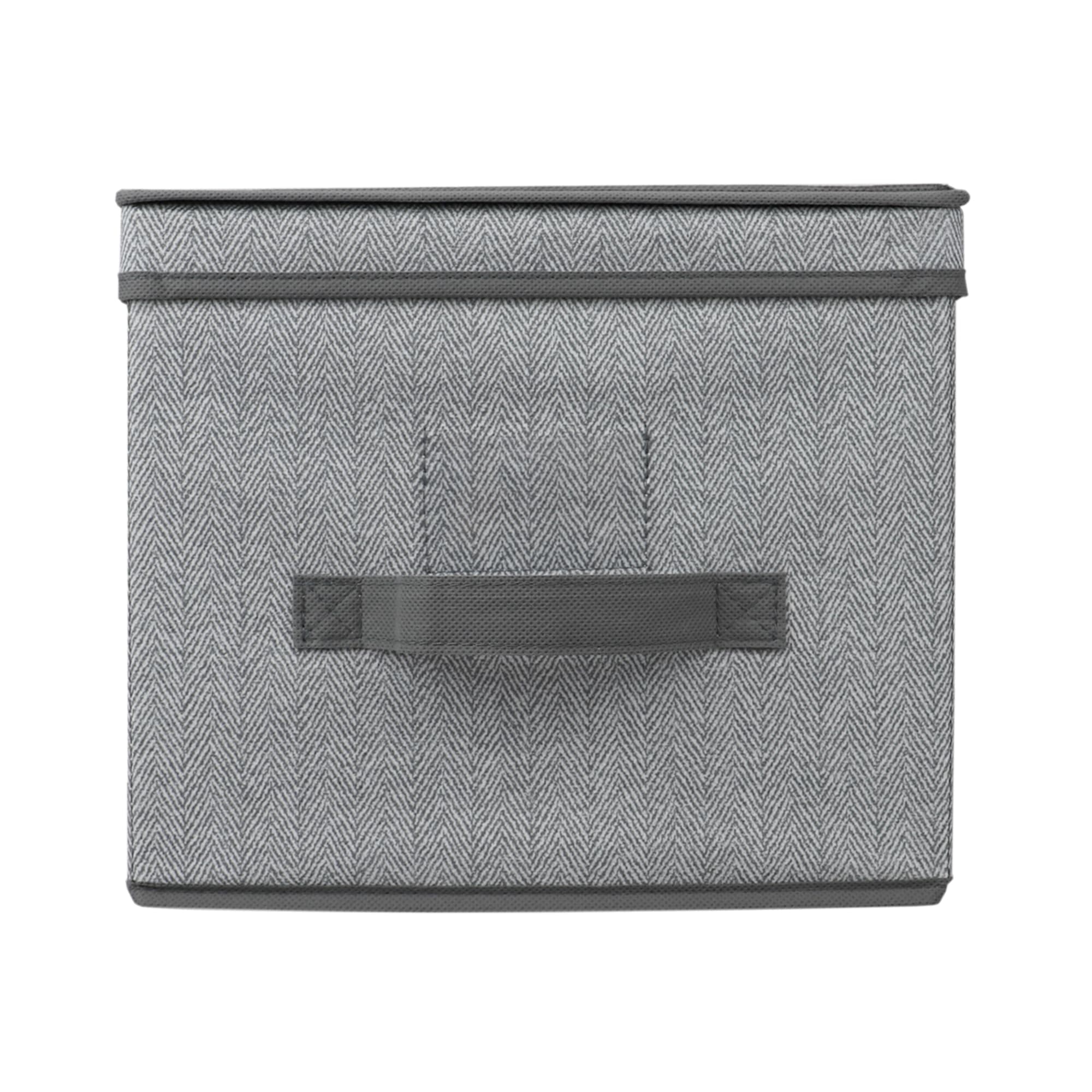 Home Basics Herringbone Large Non-woven Storage Box with Label Window, Grey $6.00 EACH, CASE PACK OF 12