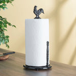 Load image into Gallery viewer, Home Basics Cast Iron Rooster Paper Towel Holder, Black $12.00 EACH, CASE PACK OF 3

