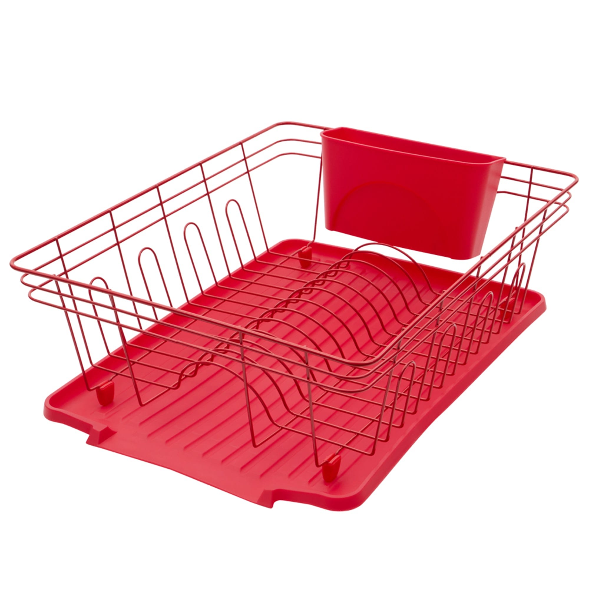 Home Basics 3 Piece Dish Rack, Red $10.00 EACH, CASE PACK OF 6