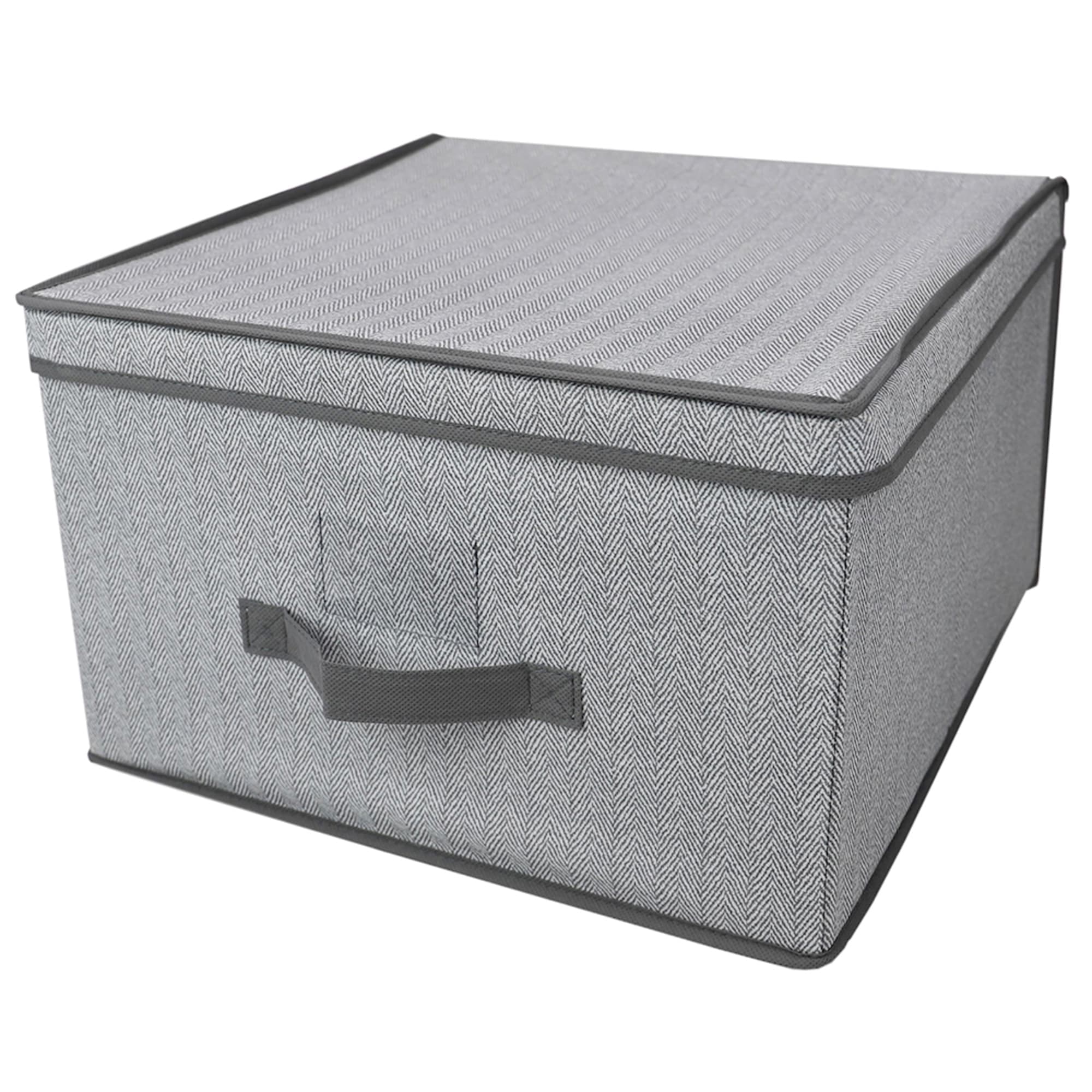 Home Basics Herringbone Jumbo Non-woven Storage Box with Label Window, Grey $7.00 EACH, CASE PACK OF 12