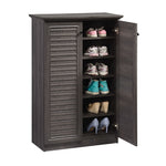 Load image into Gallery viewer, Home Basics 4 Tier Tall Shoe Cabinet with Louvered Doors, Brown $150 EACH, CASE PACK OF 1
