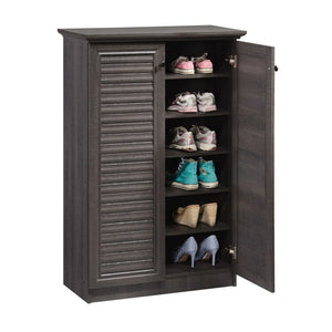 Home Basics 4 Tier Tall Shoe Cabinet with Louvered Doors, Brown $150 EACH, CASE PACK OF 1