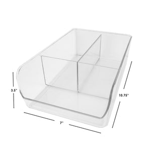 Home Basics 3 Compartment Plastic Fridge Bin, Clear $4.00 EACH, CASE PACK OF 12