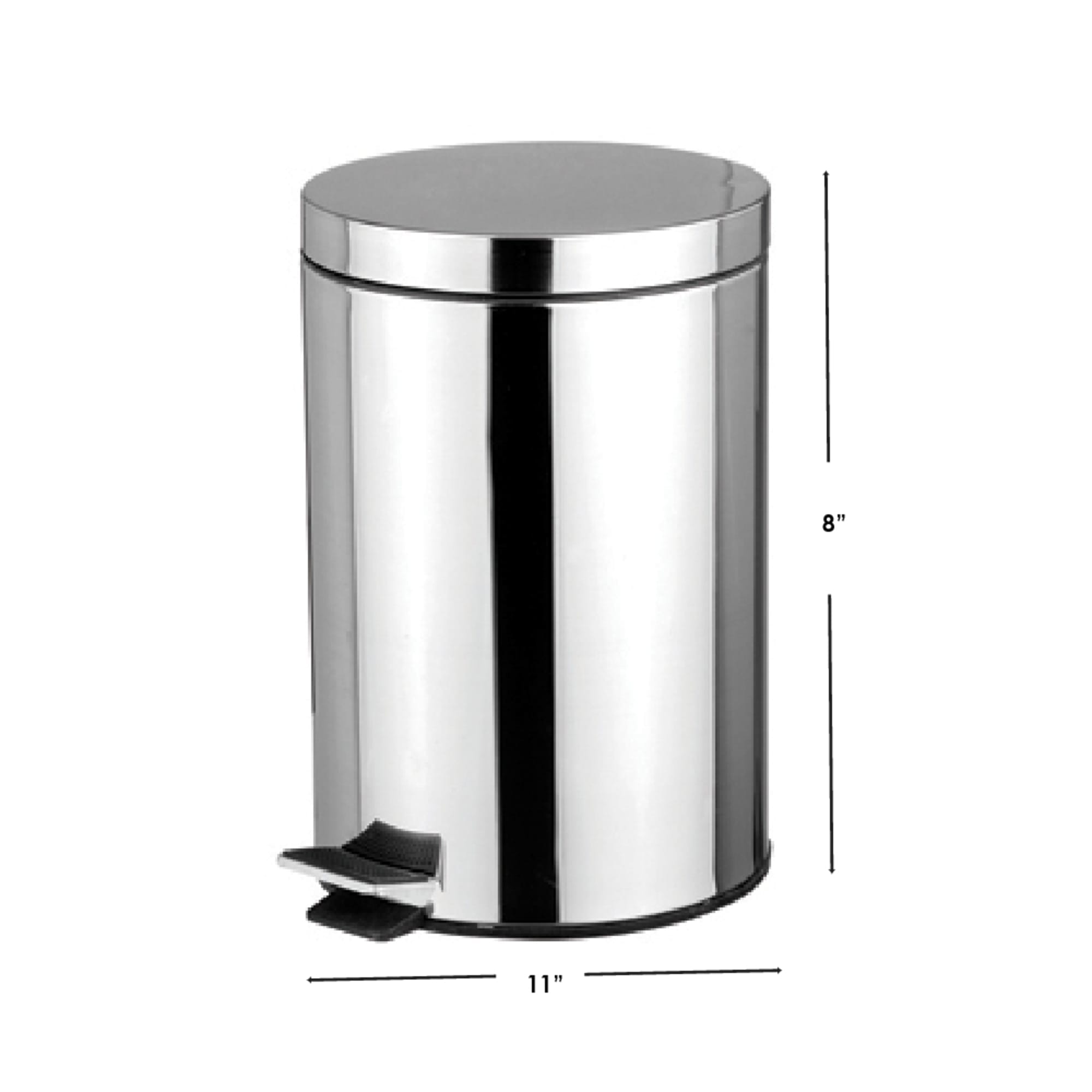 Home Basics  5 Liter Polished Stainless Steel Round Waste Bin, Silver $10.00 EACH, CASE PACK OF 12