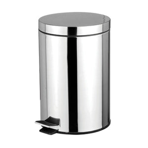 Home Basics  5 Liter Polished Stainless Steel Round Waste Bin, Silver $10.00 EACH, CASE PACK OF 12