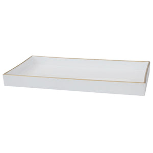 Home Basics White Plastic Vanity Tray with Gold Trim $5.00 EACH, CASE PACK OF 8