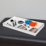 Load image into Gallery viewer, Home Basics White Plastic Vanity Tray with Gold Trim $5.00 EACH, CASE PACK OF 8
