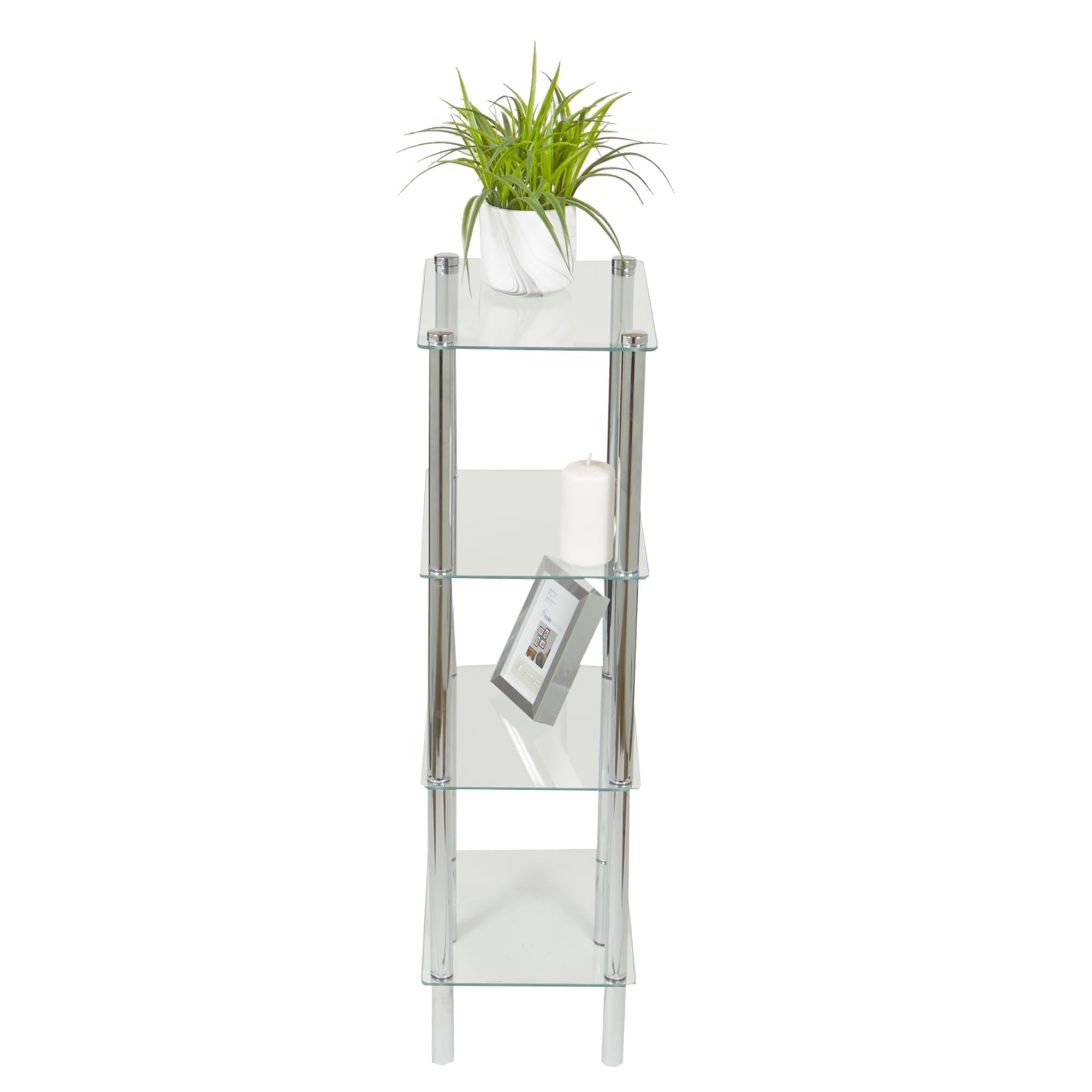 Home Basics 4 Tier Multi Use Rectangle Glass Corner Shelf, Clear $60.00 EACH, CASE PACK OF 3