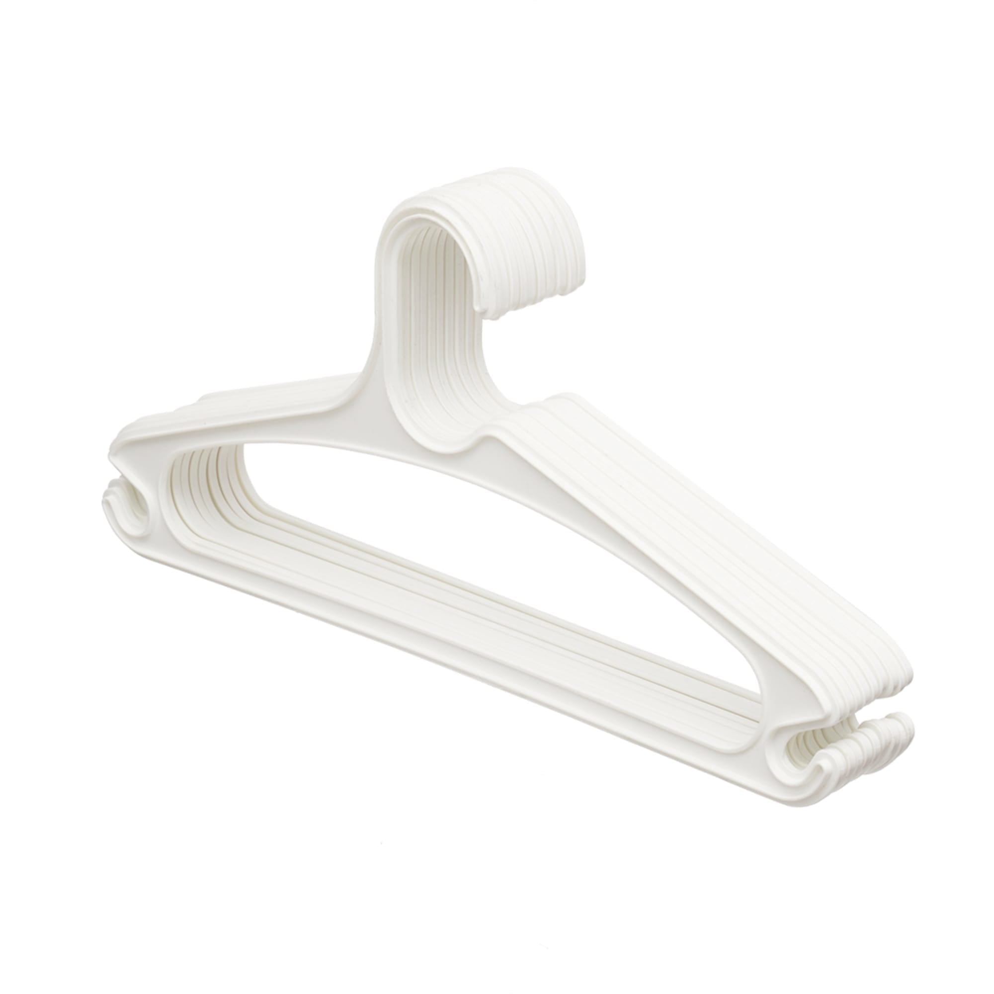 Home Basics 10 Piece Plastic Hanger Set, White $3.00 EACH, CASE PACK OF 20