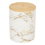 Load image into Gallery viewer, Home Basics Medium Marble Like Medium Ceramic Canister with Bamboo Top, White $6.00 EACH, CASE PACK OF 12