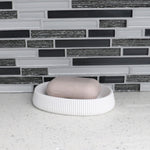Load image into Gallery viewer, Home Basics Rubberized Plastic Soap Dish with Textured Outer Edges, White $3 EACH, CASE PACK OF 12