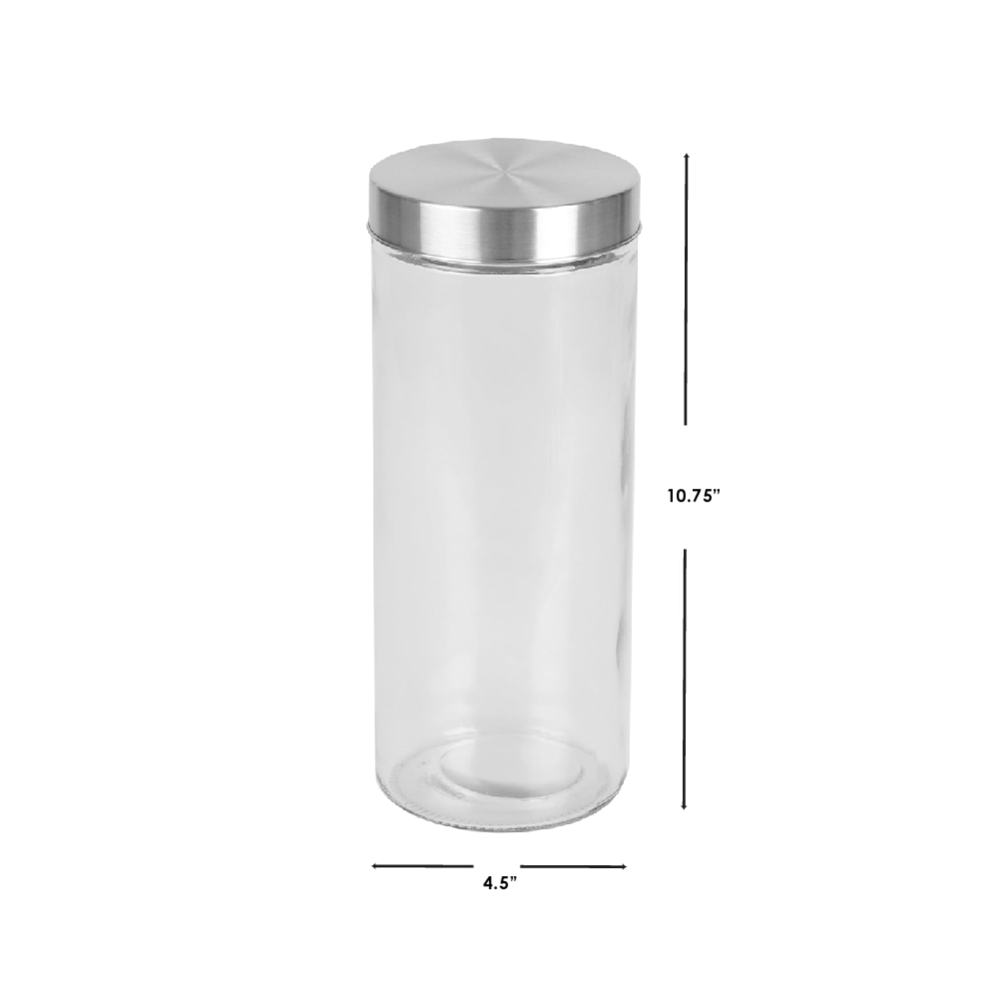 Home Basics  X-Large 67oz. Round Glass Canister with Air-Tight Metal Lid, Clear $4.00 EACH, CASE PACK OF 12