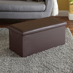 Load image into Gallery viewer, Home Basics Faux Leather Storage Ottoman, Brown $25 EACH, CASE PACK OF 4
