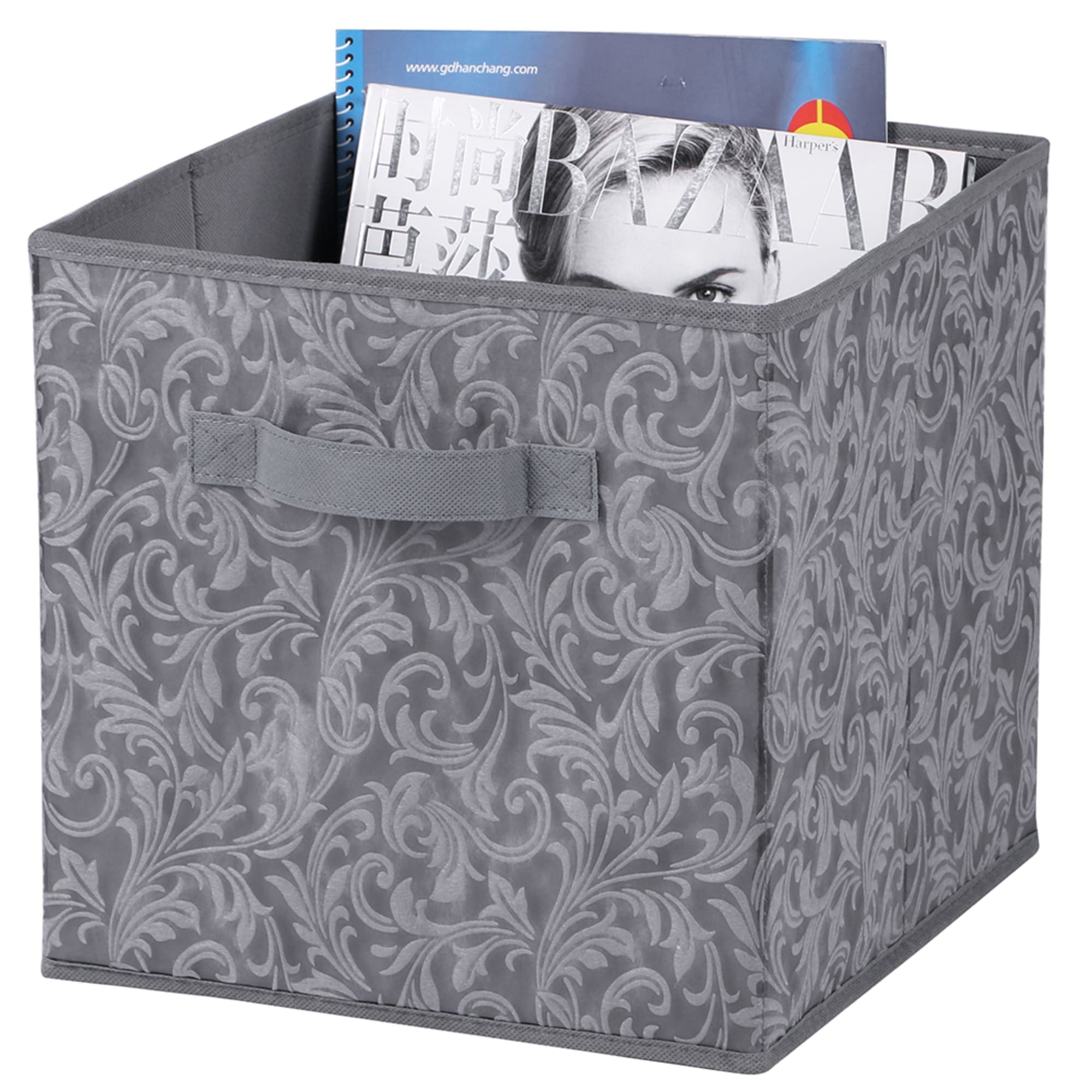 Home Basics Damask Collection Non-Woven Storage Box, Grey $3.00 EACH, CASE PACK OF 12