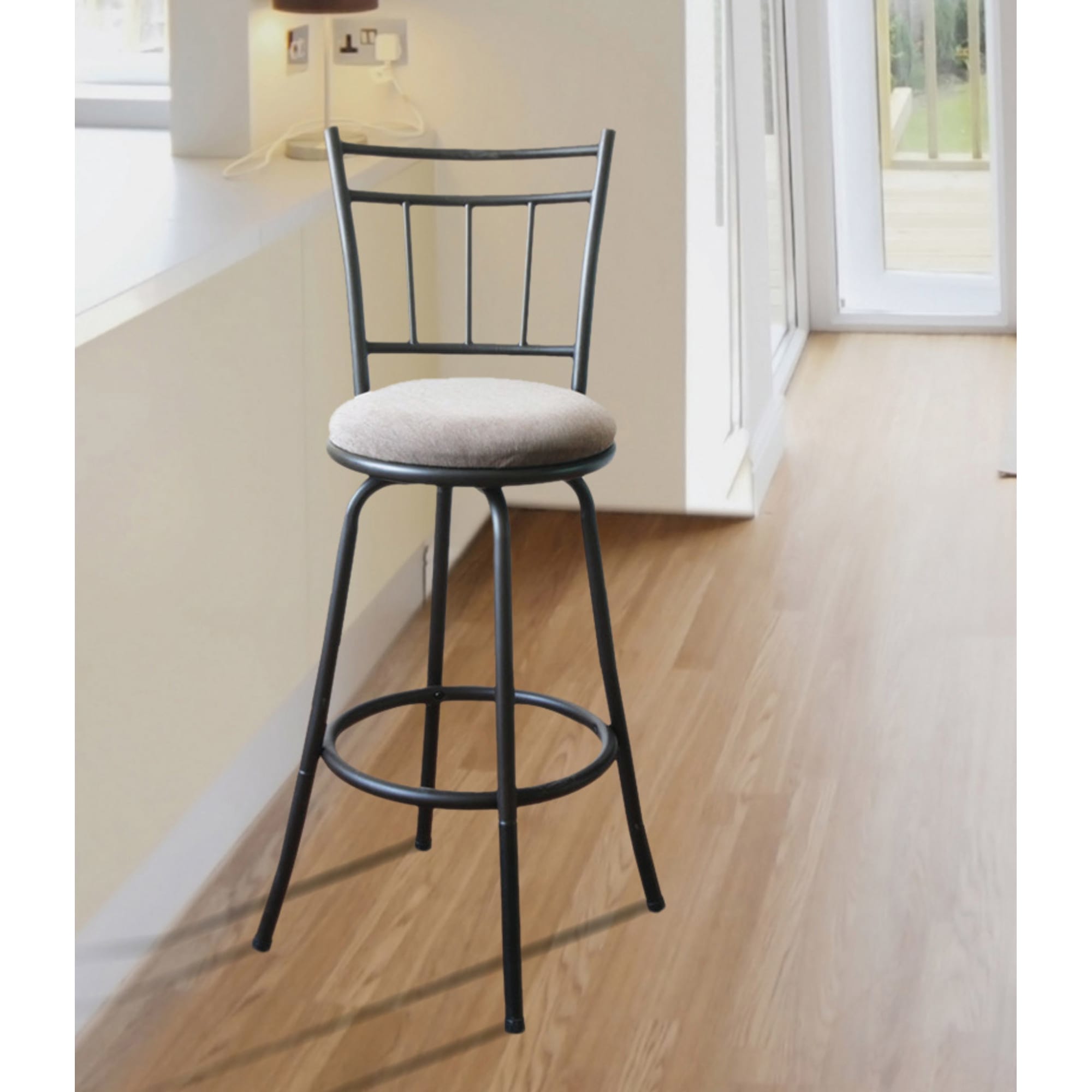 Home Basics Squared Swivel Top Bar Stool with Cushioned Seat, Bronze $40 EACH, CASE PACK OF 1