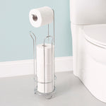 Load image into Gallery viewer, Home Basics Free-Standing Heavy Duty Sleek Dispensing Toilet Paper Holder, Chrome $15 EACH, CASE PACK OF 6