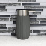 Load image into Gallery viewer, Home Basics 10 Oz. Ribbed Plastic Countertop Soap Dispenser, Grey $5 EACH, CASE PACK OF 12