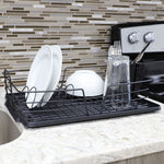 Load image into Gallery viewer, Michael Graves Design Deluxe Dish Rack with Black Finish Wire and Removable Dual Compartment Utensil Holder, Black $14 EACH, CASE PACK OF 6