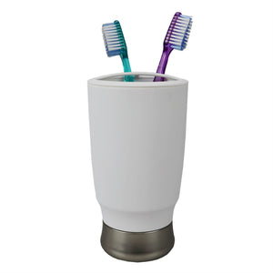 Home Basics 3 Section Rubberized Plastic Tooth Brush Holder, White $3.00 EACH, CASE PACK OF 12