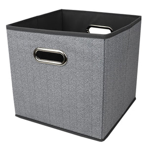 Home Basics Herringbone Collapsible and Foldable Non-woven Storage Cube, Grey $4.00 EACH, CASE PACK OF 12