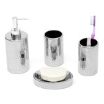 Load image into Gallery viewer, Home Basics 4 Piece Ceramic Bath Accessory Set, Chrome $10.00 EACH, CASE PACK OF 8
