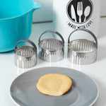 Load image into Gallery viewer, Baker&#39;s Secret 3-Piece Round Scalloped Cookie Cutters $4.00 EACH, CASE PACK OF 48
