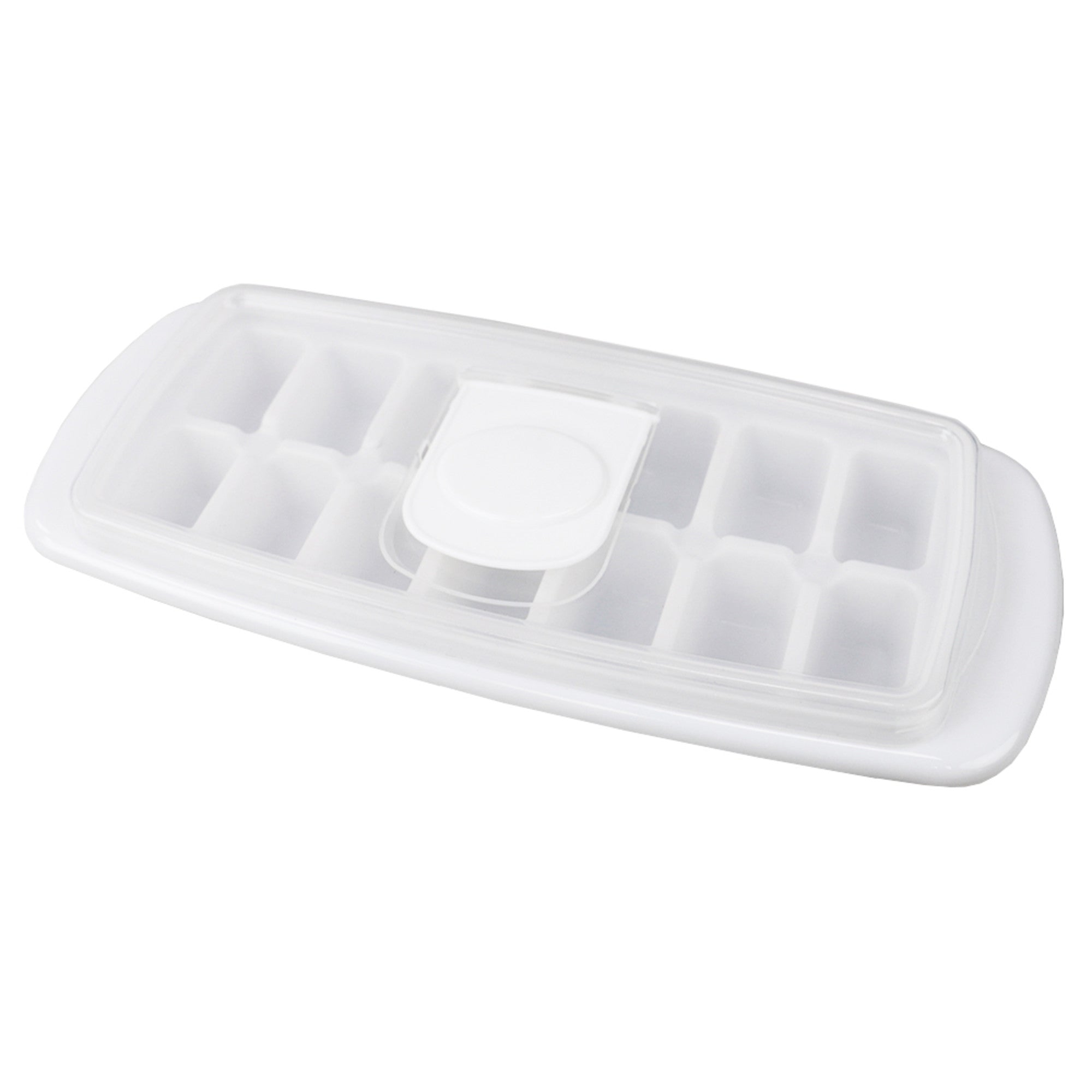 Home Basics No Spill Quick Release Stackable Plastic Ice Cube Tray with Removable Snap-on Lid - Blue