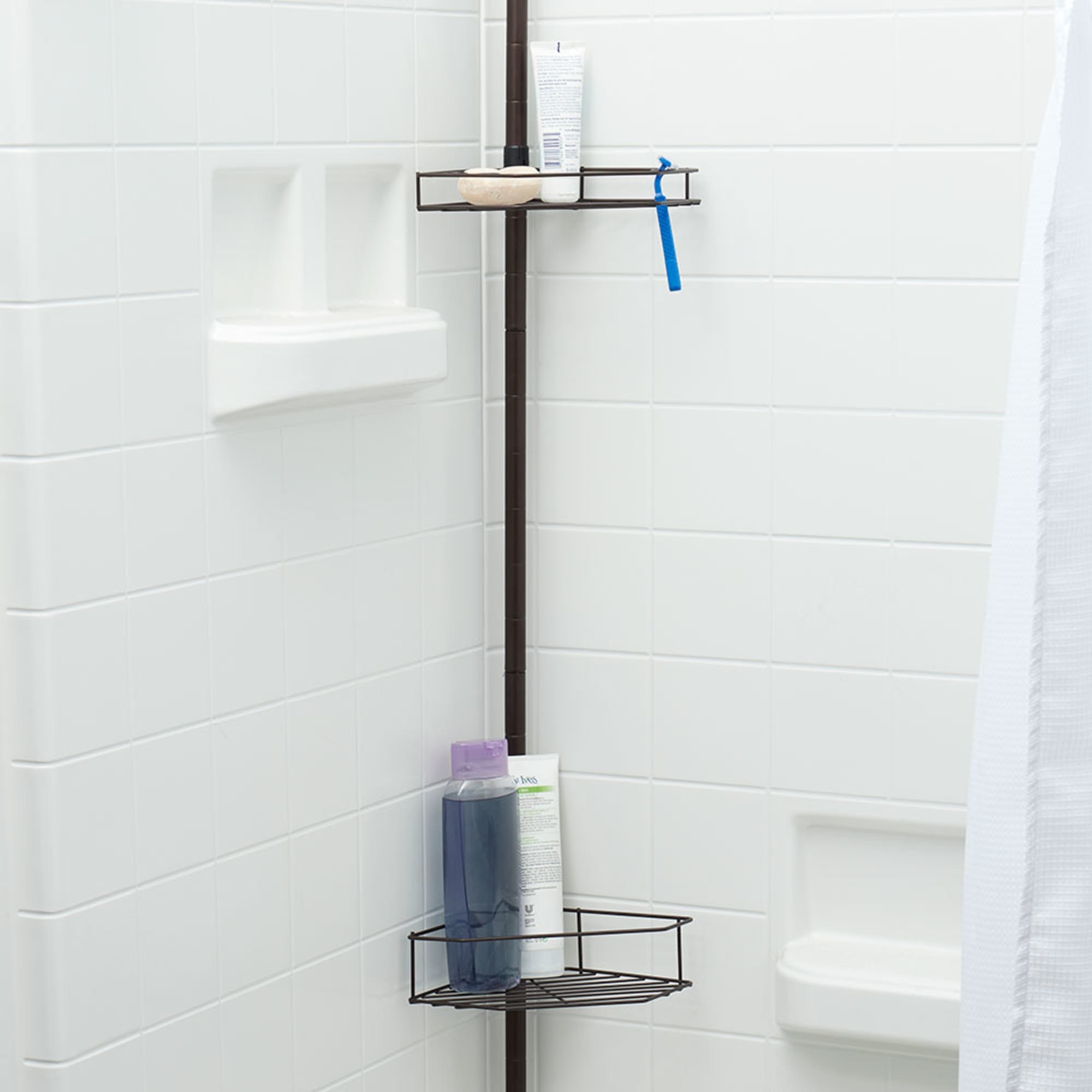 Home Basics 3 Tier Tension  Rod  Shower Caddy, Bronze $15.00 EACH, CASE PACK OF 6