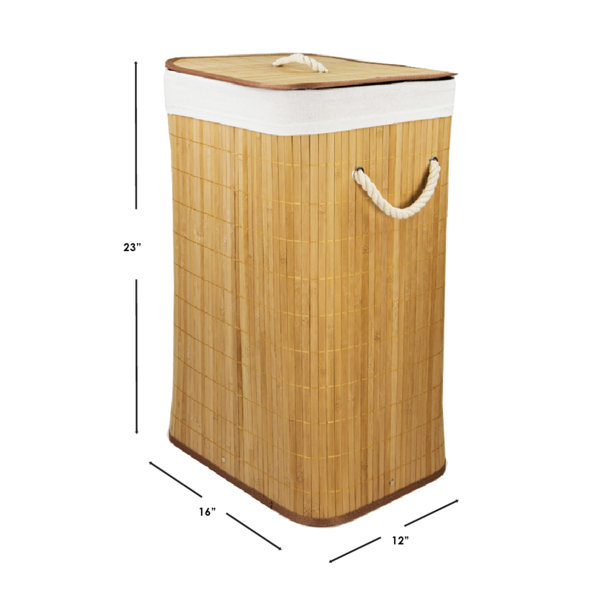 Home Basics Rectangular Bamboo Hamper, Natural $15.00 EACH, CASE PACK OF 6
