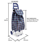 Load image into Gallery viewer, Home Basics Plaid Rolling Shopping Cart - Assorted Colors
