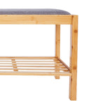 Load image into Gallery viewer, Home Basics Bamboo Cushion Top Bench with Bottom Shelf Shoe Rack, Natural $40 EACH, CASE PACK OF 1
