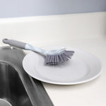 Load image into Gallery viewer, Home Basics Chevron Plastic Dish Brush with Long Non-slip Rubber Handle, Grey $2.00 EACH, CASE PACK OF 12
