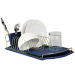 Load image into Gallery viewer, Michael Graves Design Gold Finish Steel Wire Compact Dish Rack with Oversized Utensil Holder, Indigo $12.00 EACH, CASE PACK OF 6