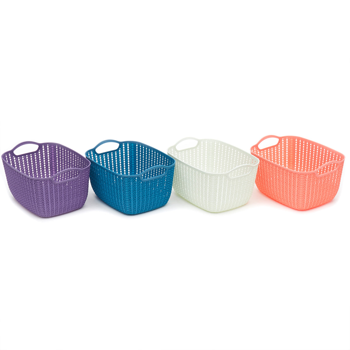 Home Basics Large Crochet Plastic Basket, STORAGE ORGANIZATION