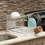 Load image into Gallery viewer, Michael Graves Elevated 2 Tier Dish Rack with Dual Compartment Utensil Holder, Grey $40.00 EACH, CASE PACK OF 4
