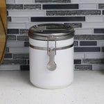 Load image into Gallery viewer, Home Basics 33 oz. Canister with Stainless Steel Top, White $6.00 EACH, CASE PACK OF 8
