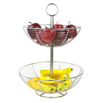 Load image into Gallery viewer, Home Basics 2 Tier Chrome Plated Steel Fruit Basket with Handle $10 EACH, CASE PACK OF 8
