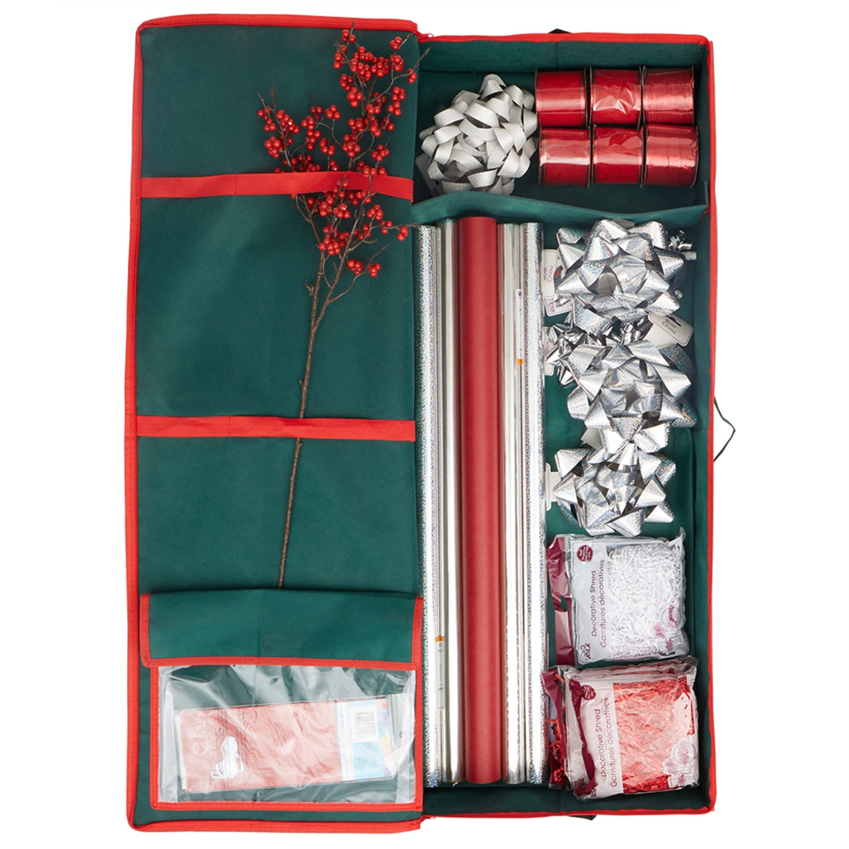 Home Basics Red Christmas Wrapping Storage Organizer