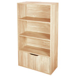 Load image into Gallery viewer, Home Basics 3 Tier Wood Bookcase with Doors, Natural $50.00 EACH, CASE PACK OF 1